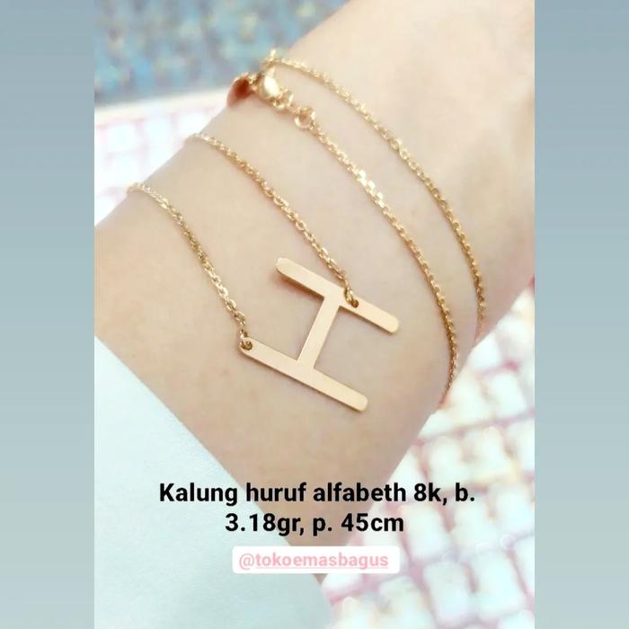 Kalung emas liontin huruf H / kalung emas asli model terbaru