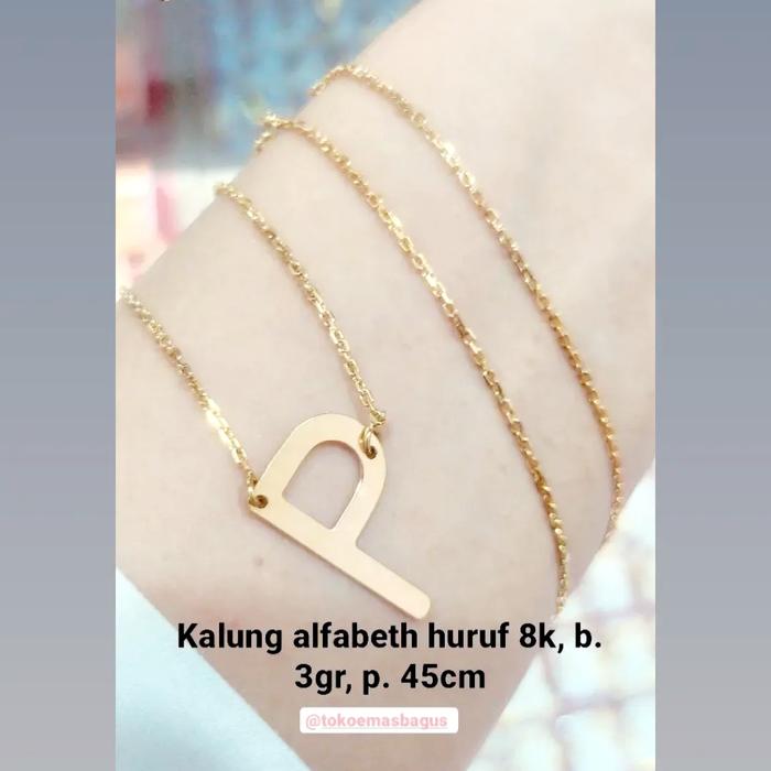 Kalung emas liontin huruf P / Kalung emas asli model terbaru