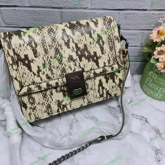 Coach Hutton Shoulder Bag Snakeskin Grey