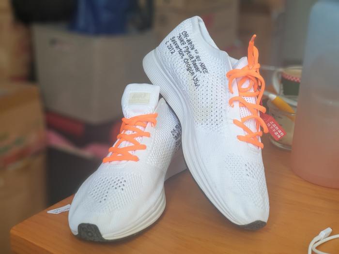 Sepatu bekas Off-White X N!KE Flyknit Racer Woven Racing Shoes White