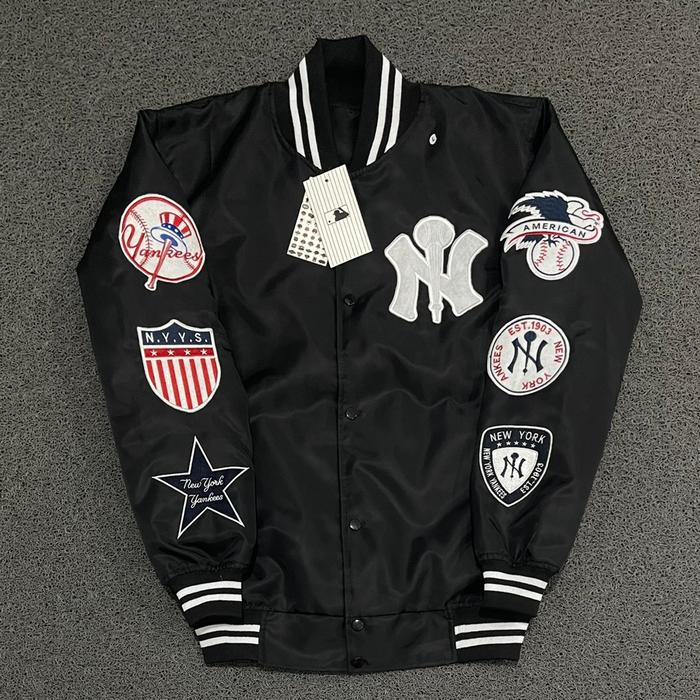 JAKET VARSITY MLB NEW YORK YANKEES FULL BORDIR PREMIUM AUTHENTIC HITAM