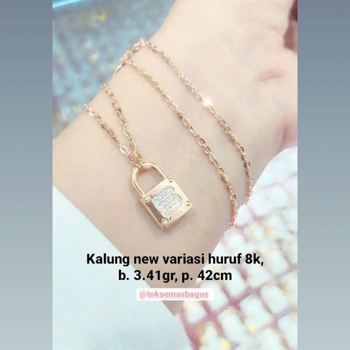 Kalung emas liontin huruf S ubs / kalung emas liontin gembok huruf
