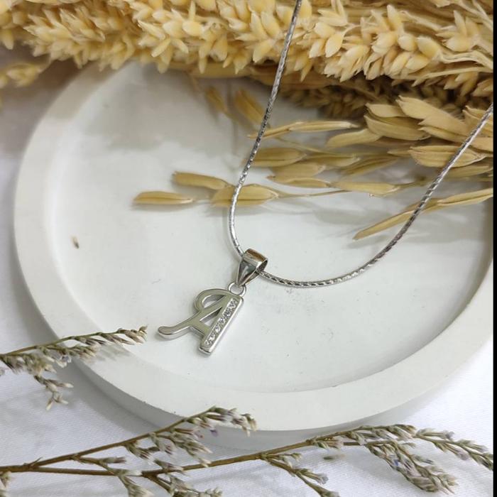 Kalung Inisial Asli Perak 925 Motif Baru