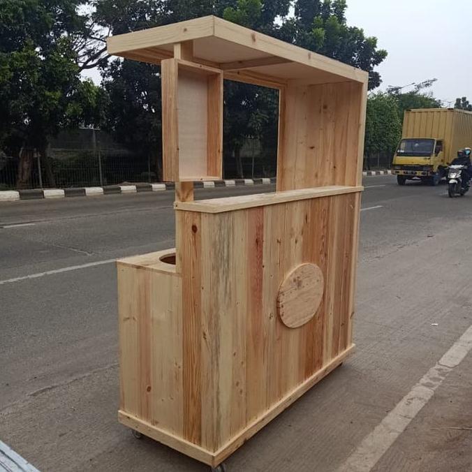 Gerobak Jualan Stand Booth Jati Belanda meja stand makanan minuman
