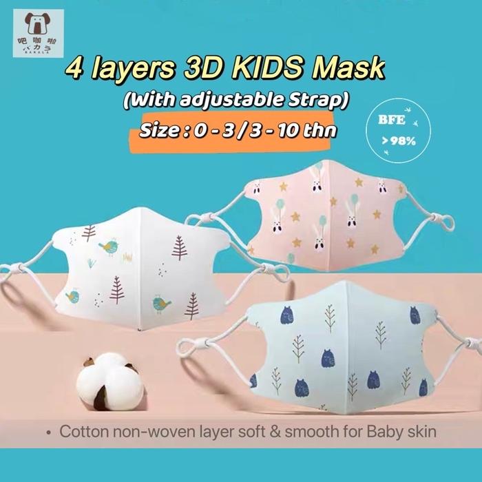 Masker Duckbill Anak 3D Baby Mask with Adjustable Strap Japan Standard