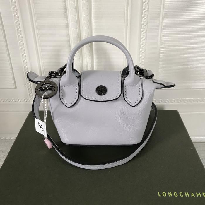 Lc Cuir Coin Purse with Strap/Nano size light Grey