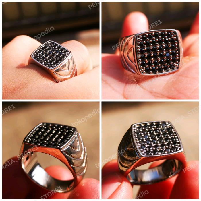 CINCIN BATU PERMATA NATURAL PERMATA TABUR BLACK DIAMOND