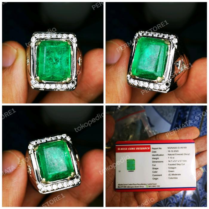 BATU CINCIN NATURAL PERMATA ZAMRUD COLOMBIA MEMO NGR TOP QUALITY