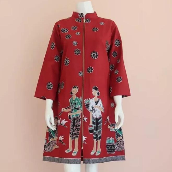 tunik batik motif mbok jamu gendong lapis tricot