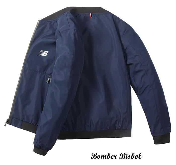 Jaket Varsity Baseball Pria logo Nb Original lengan Panjang