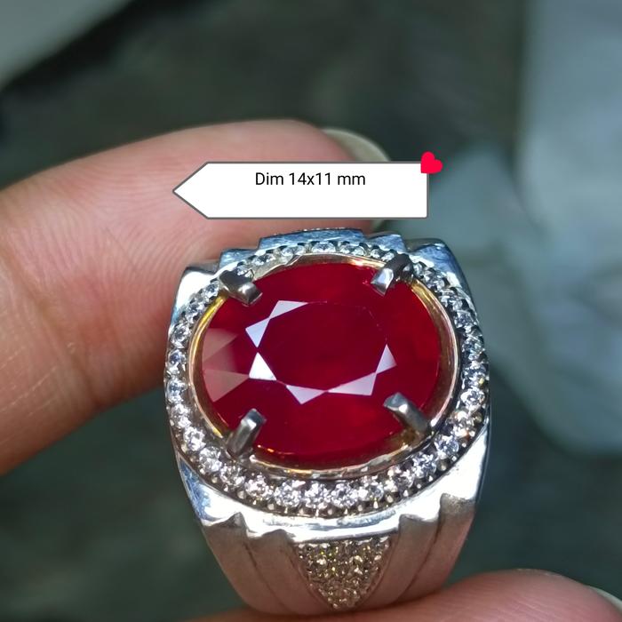 natural Ruby merah Joss RI g perak