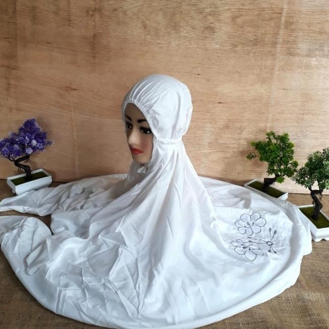 Mukena murah grosir putih polos Mukena terusan polos putih tali kerut