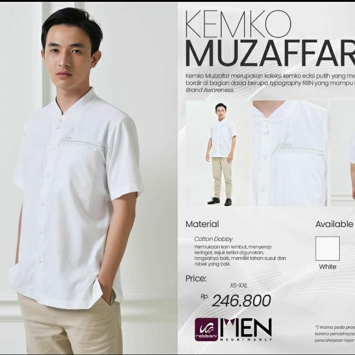 Rabbani Kemko Muzaffar Koko Baju Muslim Pria Putih XS-XXL