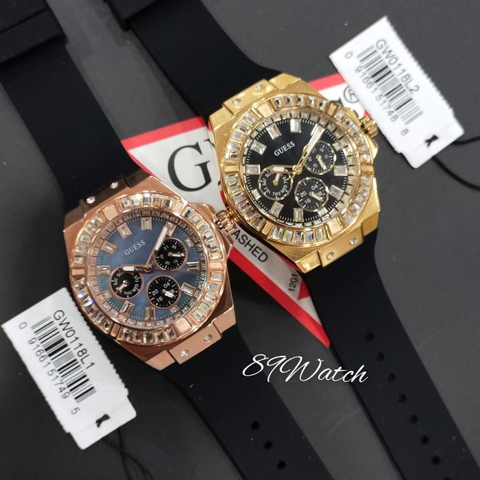Jam Tangan Wanita Guess Original GW0118L1 GW0118L2 Strap Rubber Black
