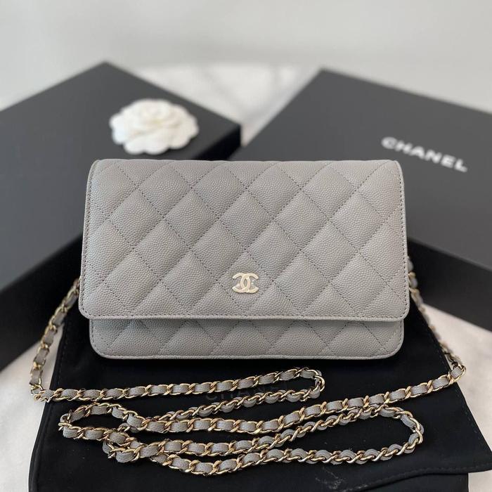Original - Chanel Classic WOC Wallet On Chain Grey Caviar GHW chip