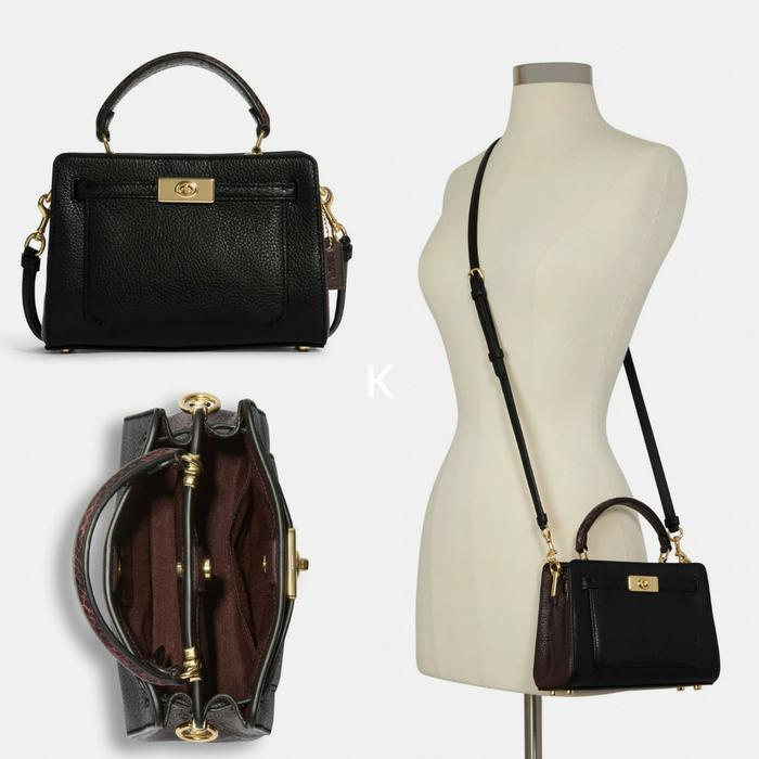 coach mini lane top handle gold black multi