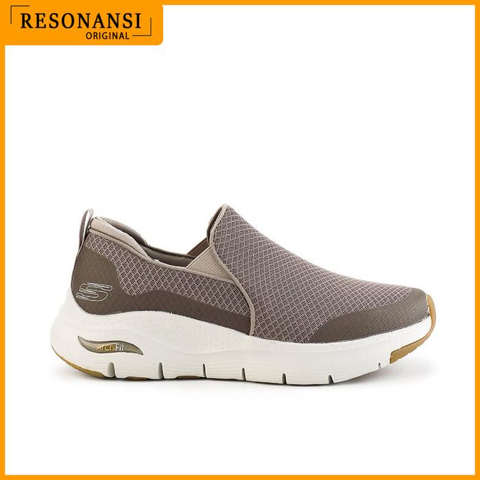 SEPATU PRIA TERBARU SKECHERS ORIGINAL SLIP ON ARCH FIT COKLAT EMPUK
