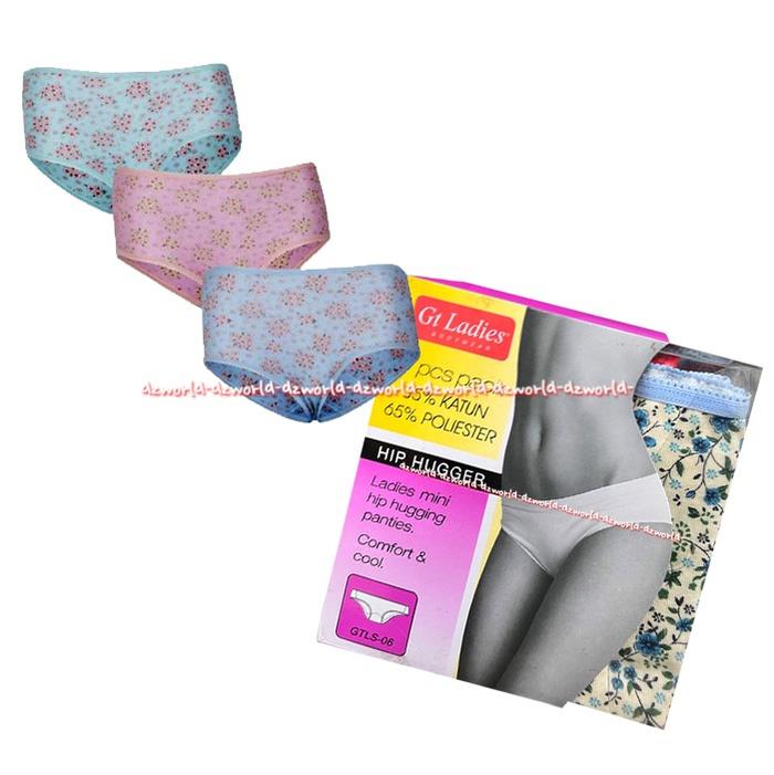 Gt Ladies 3pcs Hip Hugger Ladies Mini Celana Dalam Katun Motif Bunga GTLS-06 Gt Men Ladies Cotton Pa