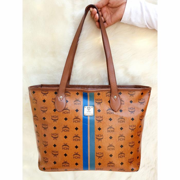 Mcm Tas Totebag Shoulder Bag Pvc mix Kulit Asli Wanita Second Preloved