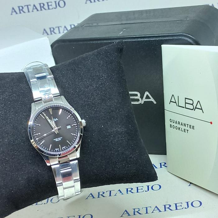 JAM TANGAN WANITA ALBA AH7Y03X1 SILVER HITAM ORIGINAL AH7Y03