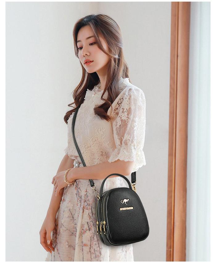 TAS SELEMPANG WANITA IMPOR 8006 3 RUANG BESAR MUAT HP BAHAN SINTETIS