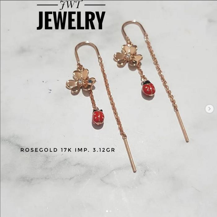 GIWANG ANTING TUSUK TARIK EMAS FASHION BUNGA KEPIK BEE KUMBANG