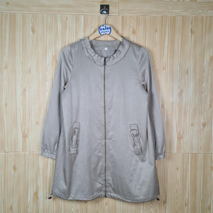 jaket baju kemeja zipper panjang parka coat mantel fashion second prel