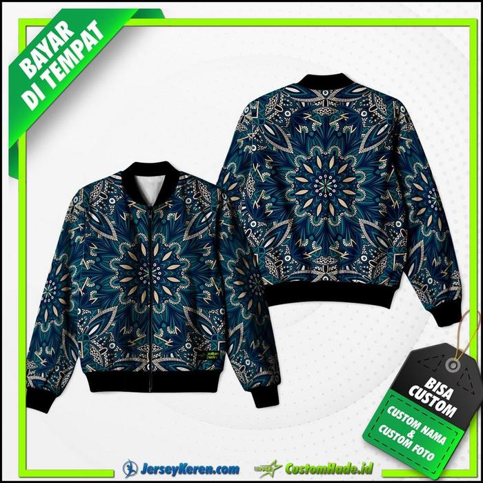 Jaket Bomber Varsity Pria Wanita * Motif Bunga Motif Batik Nusantara