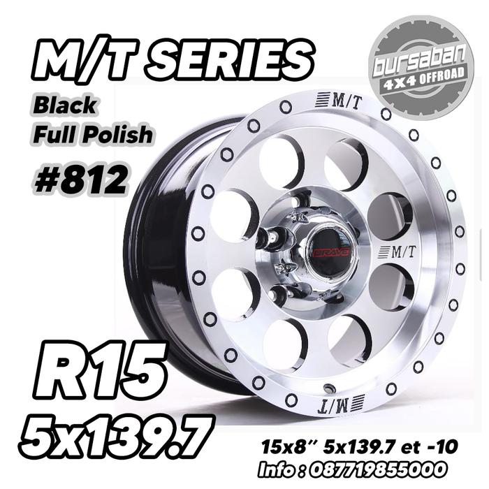 R15 Velg 15x8 5x139.7 et -10 Feroza Taft GT Vitara Black Polish #812