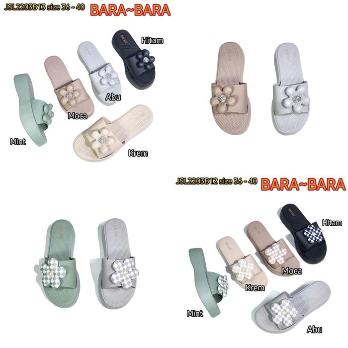 Sandal selop wedges wanita flower jelly bara bara sendal slop cewek 75