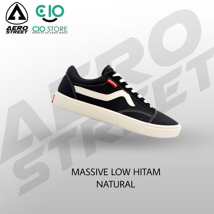 AEROSTREET MASSIVE LOW HITAM / BLACK WHITE 100% ORIGINAL