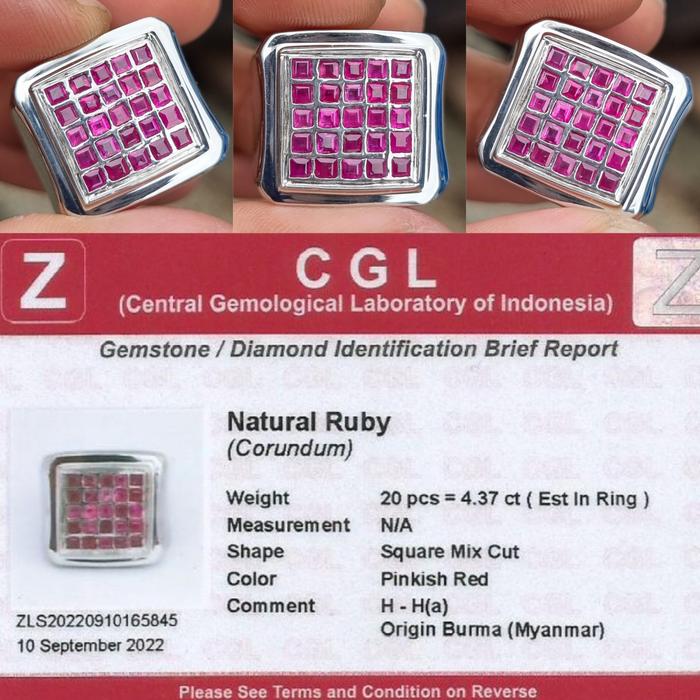 Natural HQ Batu Stempel Pinkish Red Ruby Burma Mogok Myanmar 4.37 Cts