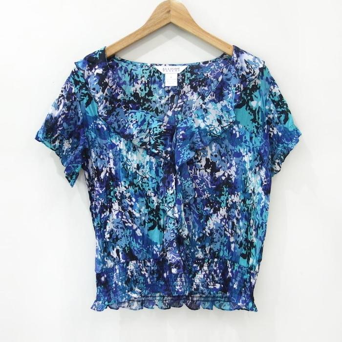 CD581 SIZE M BLUE BAJU ATASAN WANITA BLOUSE IMPORT MURAH REALPIC BEKAS