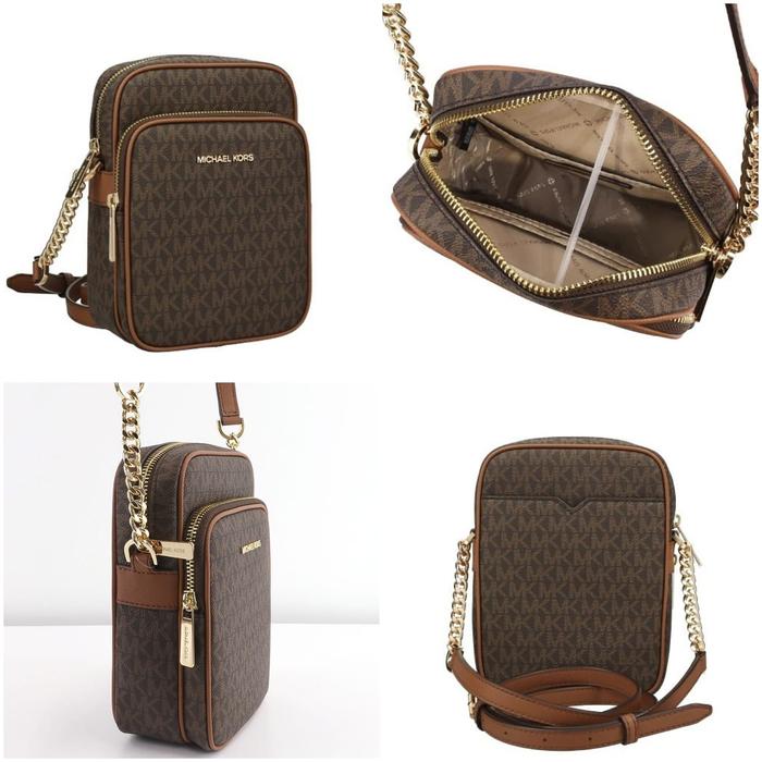 Michael Kors MK Jet Set Travel Medium NS Chain Xbody Brown