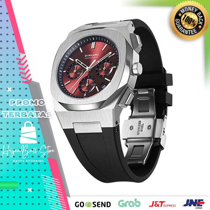 Jam Tangan D1 Milano Chronograph Rubber Strap 41.5mm Red