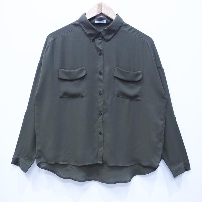 EG171 SIZE L COLZA BATWING OVERSIZED KEMEJA WANITA HIJAU ARMY BAGUS