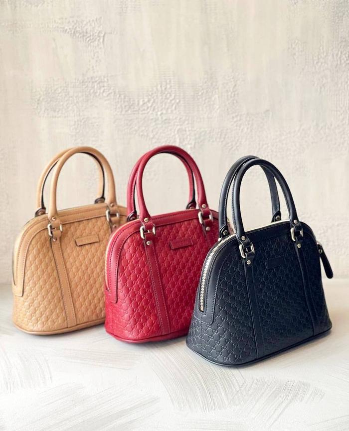 Original - Gucci Alma Dome Guccissima Black Nude Beige Red Tas Bag
