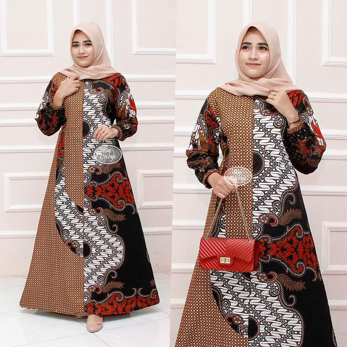 Gamis Batik Modern -Gamis Batik Kombinasi