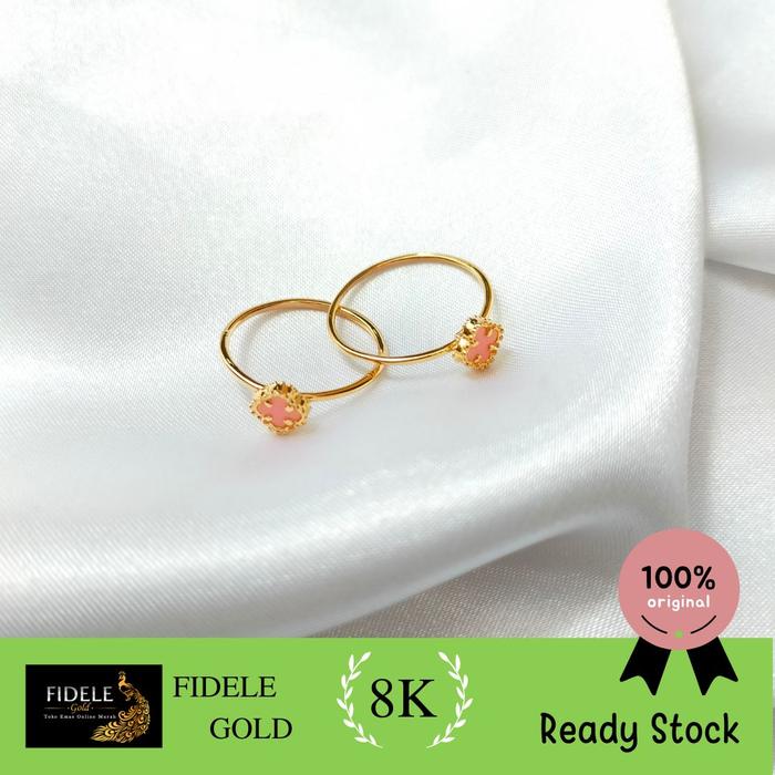 Cincin Bunga Vancleef Pink Cincin emas asli kadar muda 375