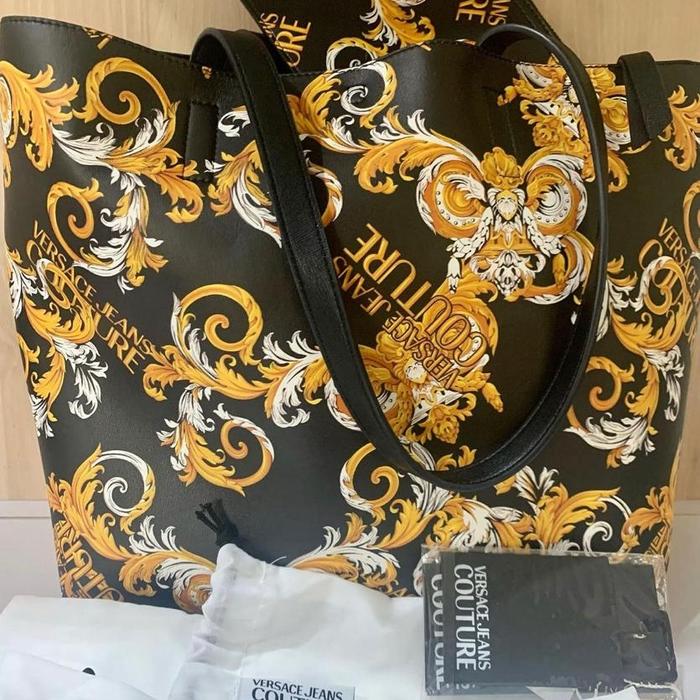 Preloved excellent reversible Baroque Versace tote bag