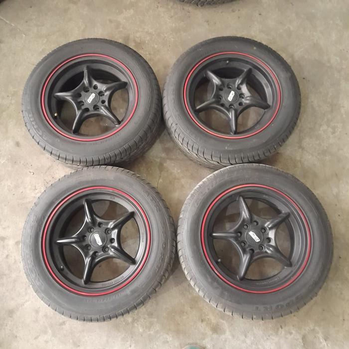 Velg Mobil Bekas Ring 15 MUGEN R15X6 Lubang 4 BAN 195 60 R15