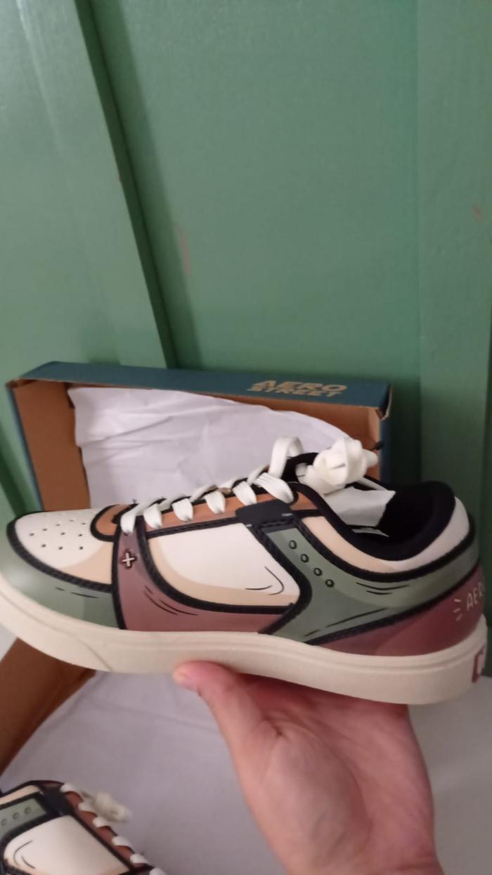 Aerostreet 2D Hoops Low Krem Coklat Army - size 38