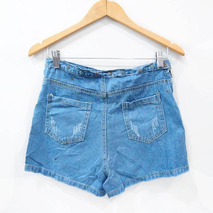 CG425 SIZE L HIGHWAIST BLUE JEANS HOTPANTS IMPORT MURAH PRELOVED BEKAS
