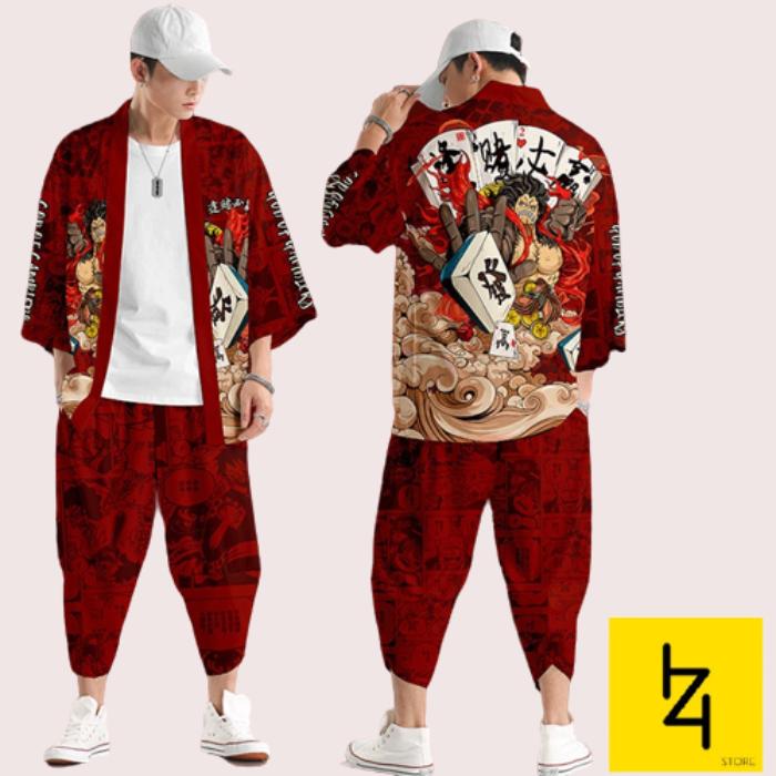 Kimono jepang pria wanita set celana S M L XL XXL XXXL 2L 3L 2XL 3XL