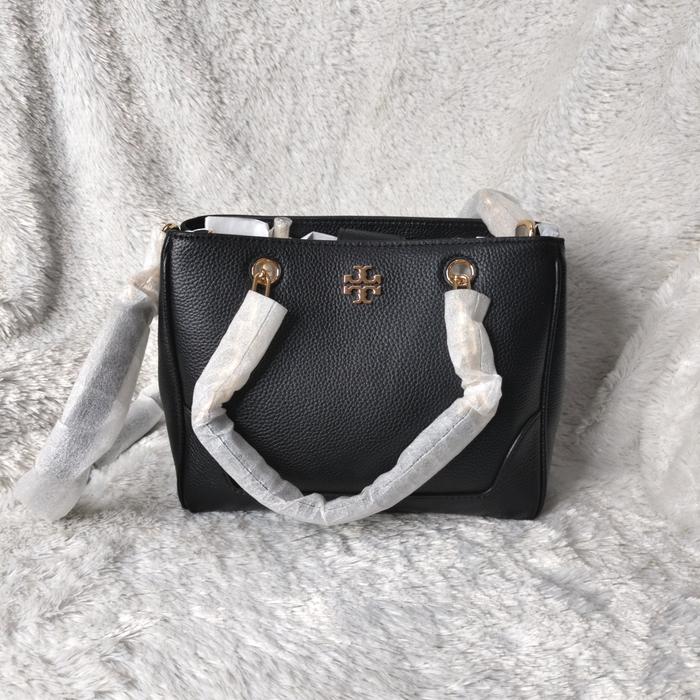 TB CARTER SMALL TOTE BLACK LEATHER