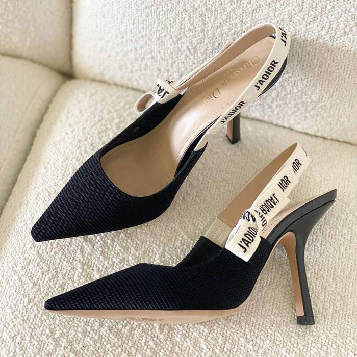 Jadior Dior Slingback kitten 6.5cm Heels Pump Black Logo Size. 36 37(