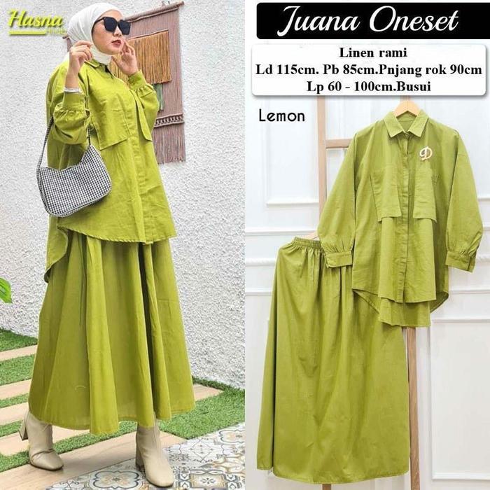JUANA ONE SET BAJU SETELAN GAMIS WANITA GAMIS SET ROK DRESS WANITA