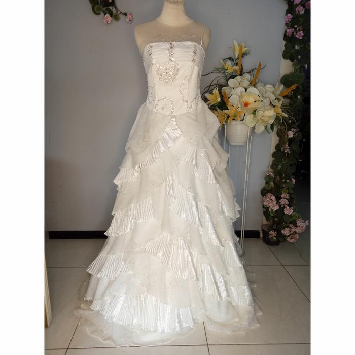 gaun pengantin panjang  Wanita putih simple
