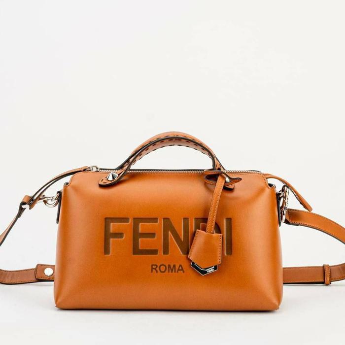 Original - Fendi BTW Small Logo FENDI By The Way in Tan Leather Brown