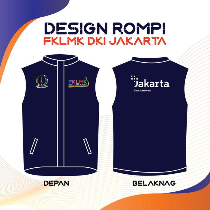 Rompi / Vest Jakarta Kota Kolaborasi warna biru dongker sablon custom